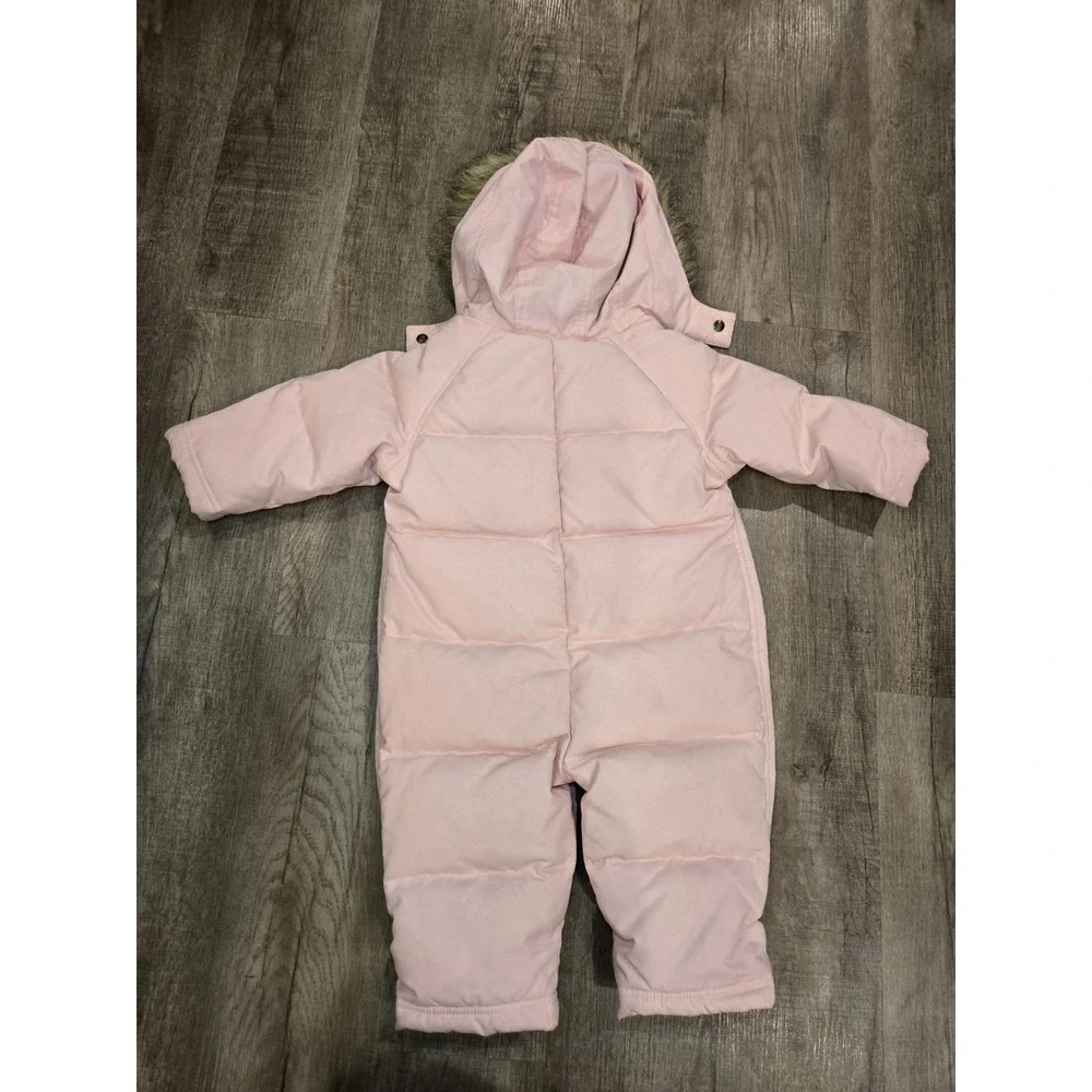 Ralph Lauren Baby Girl Puffer Down Snowsuit Pink Size S/M One-Piece Bunting Hood